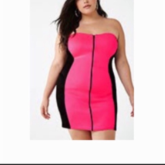 NEON PINK NEOPRENE SCUBA DRESS 🎀 - Picture 4 of 14